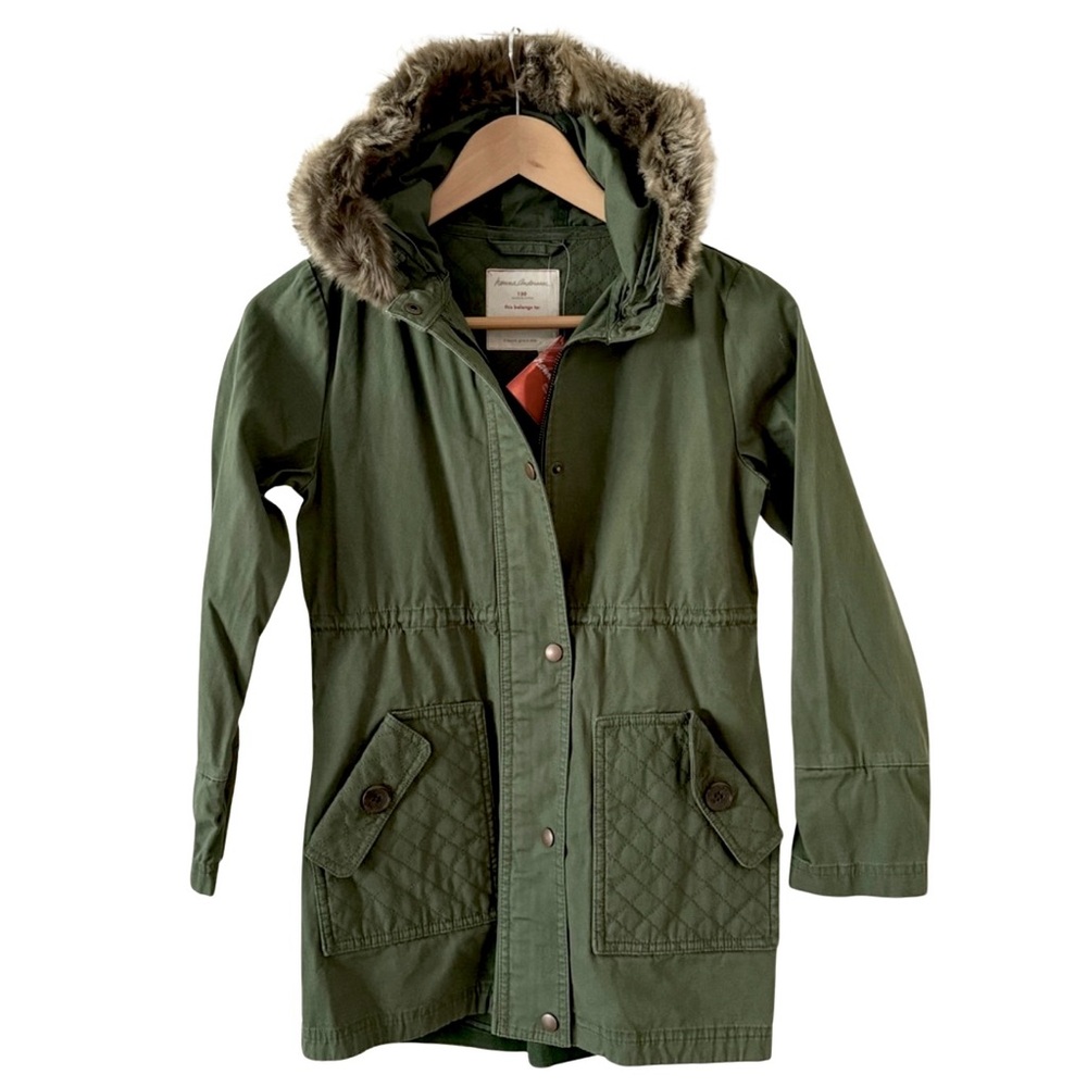 NWT Hanna Andersson Girl’s Coat w/ Detachable Faux Fur Trim - Size 8 (130)